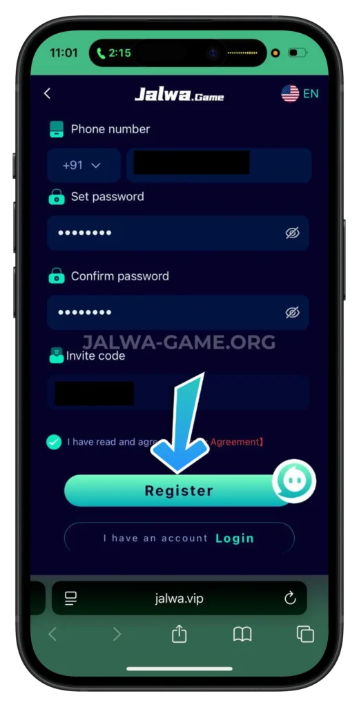 jalwa-game-register-page